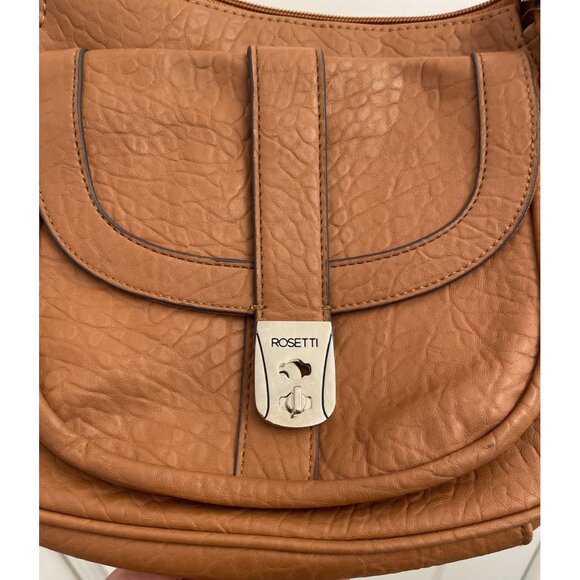 Rosetti Crossbody Shoulder Handbag Faux Leather Cognac Brown Purse - Picture 4 of 13